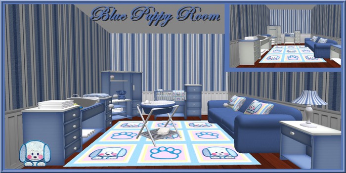 Blue Puppy Baby Room Set