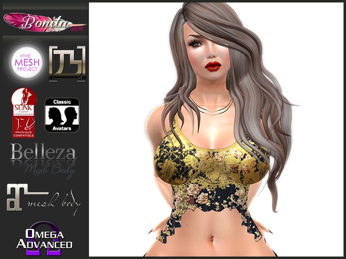 Bonita - Scallope Top Floral Gold