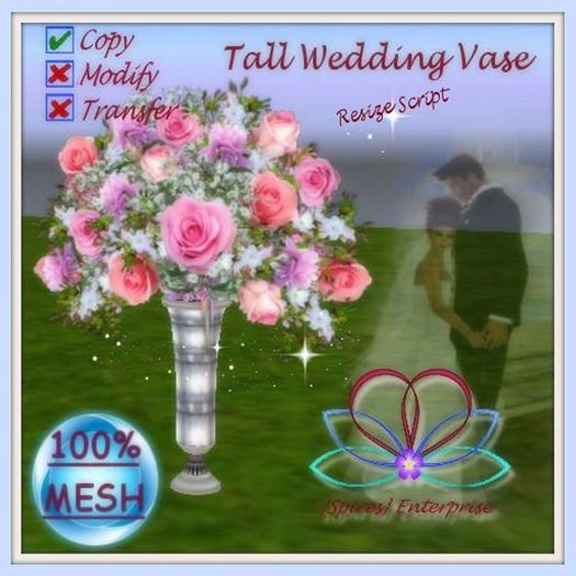 {SE} Pink & Purple Wedding Tall Bouquet Vase {MESH}