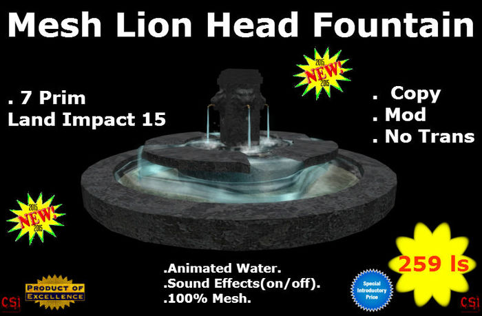 Mesh Lion Head Fountain (box)