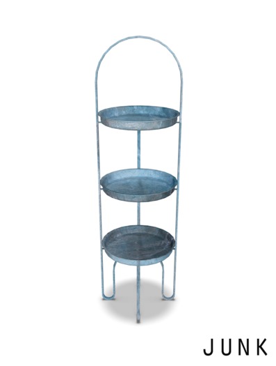 junk. industrial plant stand. blue.