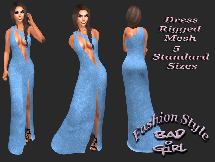 Bad Girl Rigged Mesh Dress Cutout blue