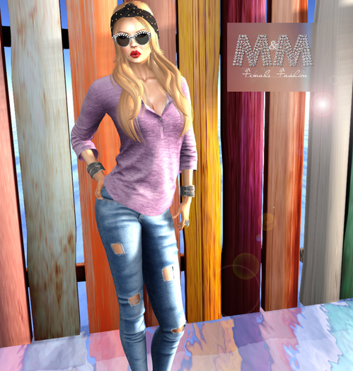 M&M-HENLEY SHIRT PINK AND PANT MESH