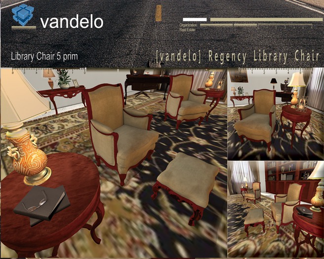 [vandelo] Regency Library Chair and Ottoman  **3 Prim** 