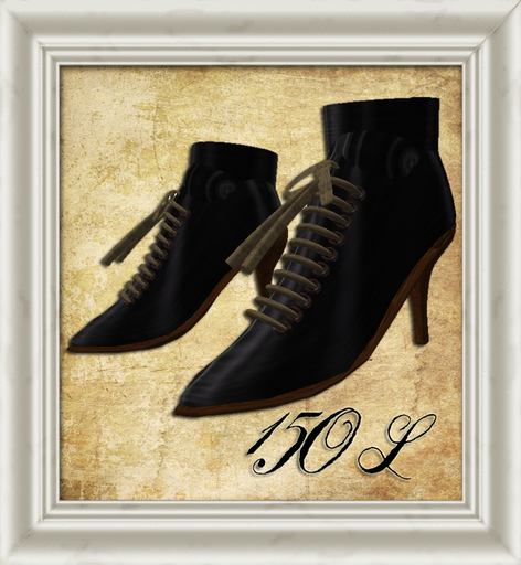 Shabby Chic Vintage Black Lace Up Boots