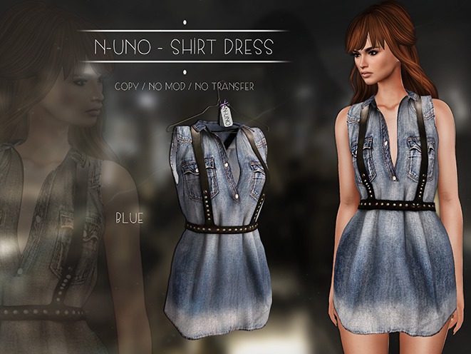 N-Uno - Shirt Dress - Denim Blue FREE GIFT