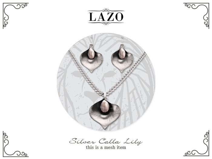 [LAZO] Silver Calla Lily Set - Pearl