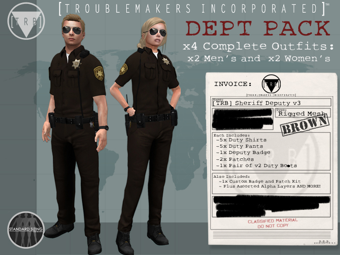 [TRB] Dept. Pack: Men's and Women's Sheriff Deputy v3: Brown (x4)