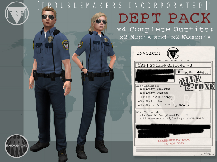 [TRB] Dept. Pack: Women's Police Officer v3: Blue 2 Tone (x4)