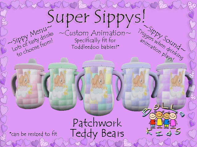 [:BeLLa KiDs:] Patchwork Teddy Super Sippy ~ Pink