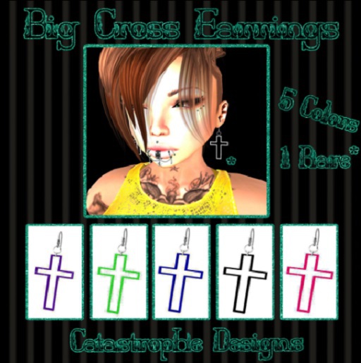 *CD* Big Cross Earrings (Purple)
