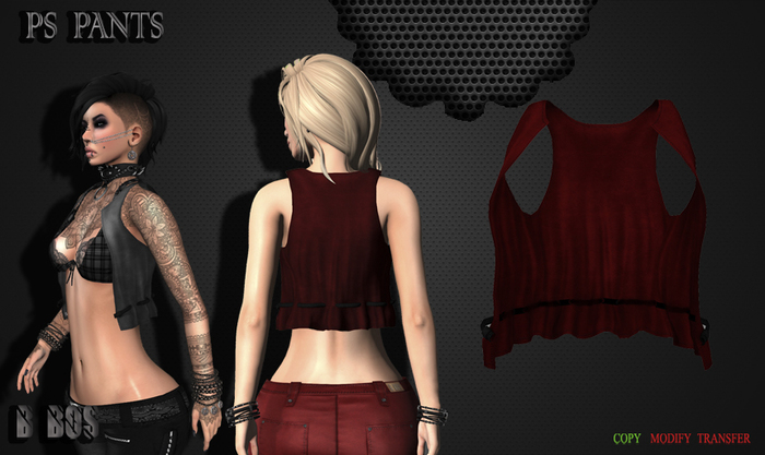 B BOS -US Vest-Leather Red-