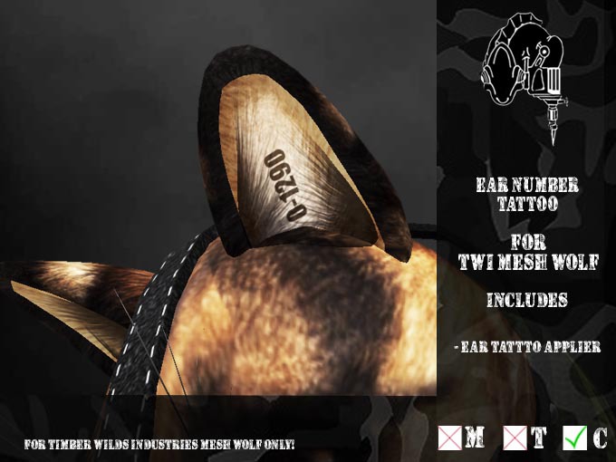 Second Life Marketplace - *CMFL* TWI WOLF - Number ear tattoo (boxed)