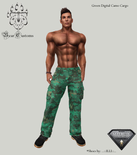 Green Digital Camo Cargo