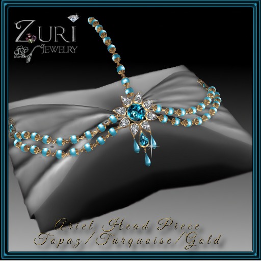 Zuri Rayna~Ariel Head Piece Topaz/Diamond/Turquoise
