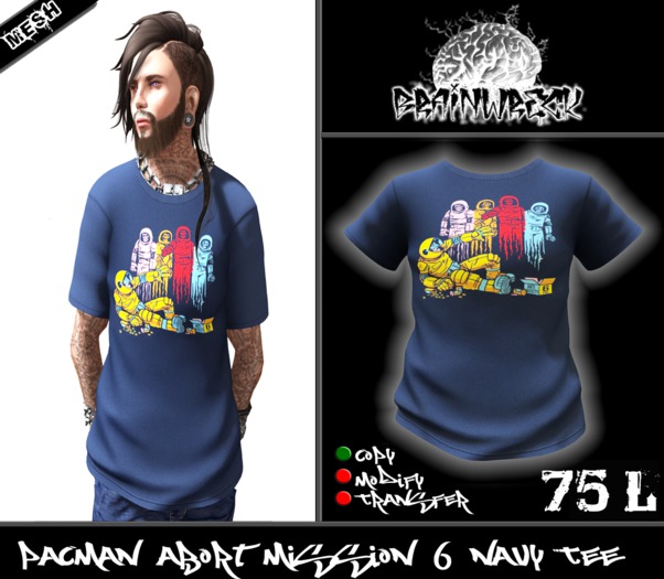 .:::Brain Wreck:::. PacMan Abort Mission 6 Navy Tee