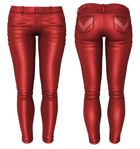 # L A Z U L I # LEATHER PANTS [ RED ]