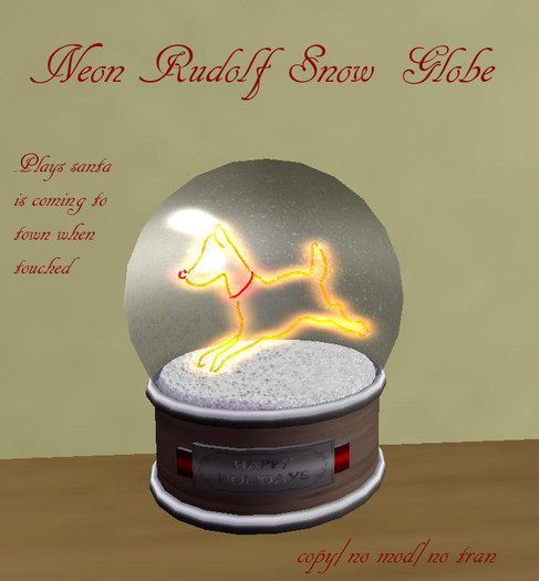 Neon Rudolf Snow Globe (Touch to Play)