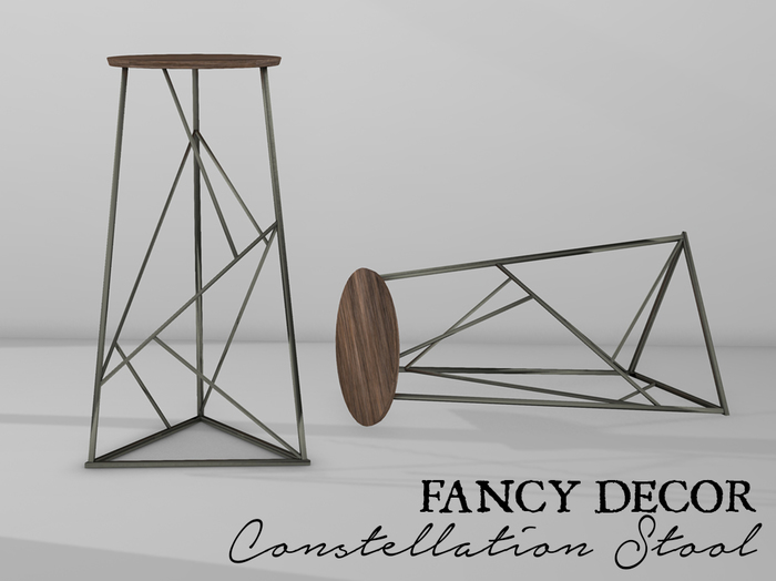 Fancy Decor: Constellation Stool (Gunmetal/Wood)