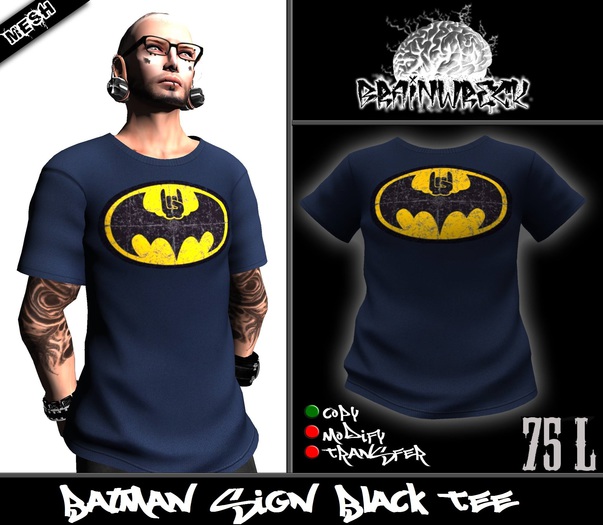 .::::Brain Wreck:::. Batman Sing Navy Tee