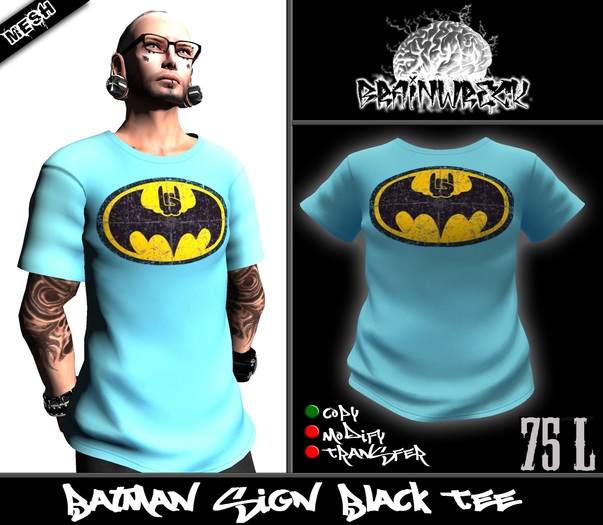 .::::Brain Wreck:::. Batman Sing Light Blue Tee