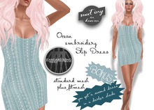 !MiH Slip Dress - embroidery 2x ocean (w/fitmesh)