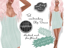 !MiH Slip Dress - embroidery 2x teal (w/fitmesh)