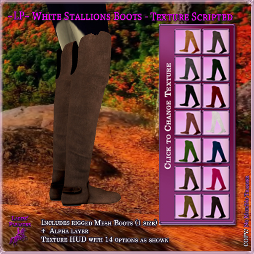 ~LP~ White Stallions Boots (Boxed) Texture Scripted