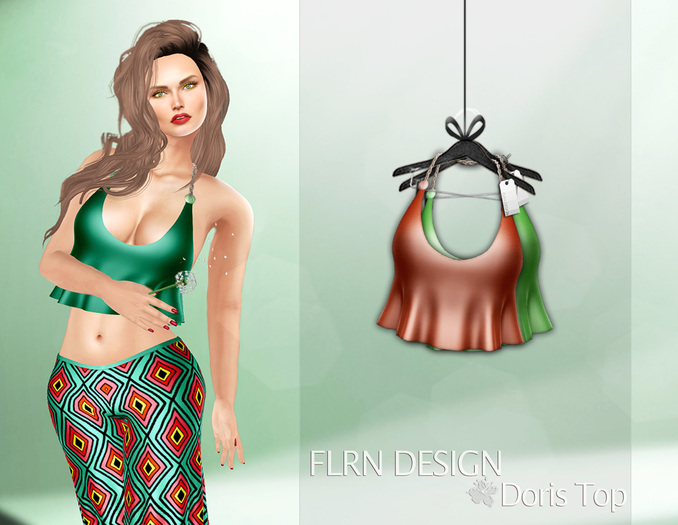 [FLRN] Doris Top Salmon&Green