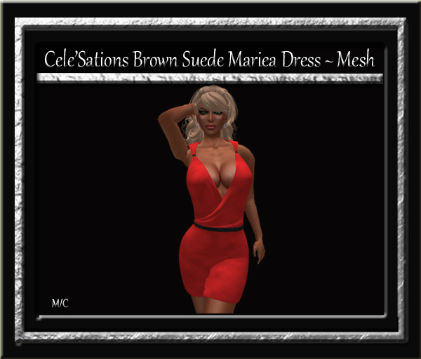 Cele'Sations Mariea Dress Red Suede MESH [ Maitreya Slink TMP Eve Belleza ]