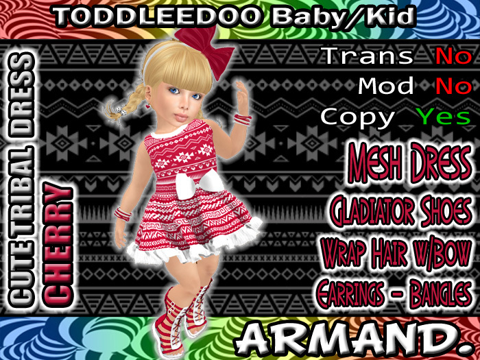 --ARMAND-- CUTE TRIBAL DRESS - CHERRY