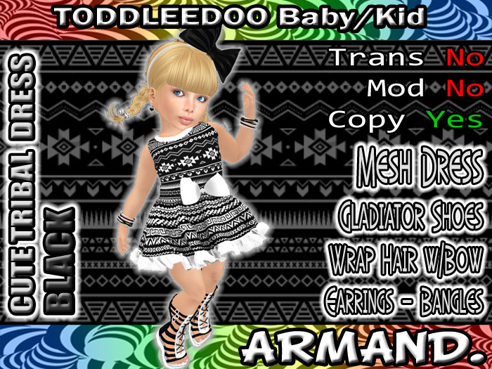 --ARMAND-- CUTE TRIBAL DRESS - BLACK