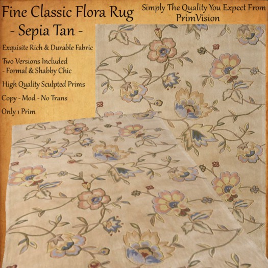 *PV* Fine Classic Flora Rug - Sepia Tan