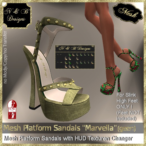 *N & B Desigm* Mesh Platform Sandals "Marvella" (green) 