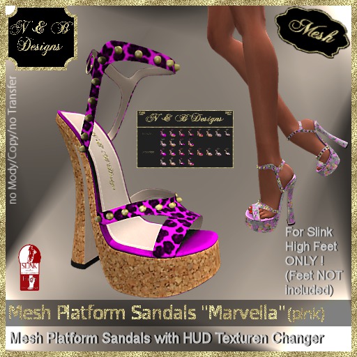 *N & B Desigm* Mesh Platform Sandals "Marvella" (pink) 