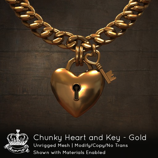 (Yummy) Chunky Heart and Key - Gold