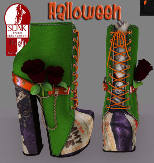 .: MB :. SLINK HIGH & reg AV ~ Halloween Booties  ~ green Boots