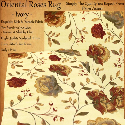 *PV* Oriental Roses Rug - Ivory