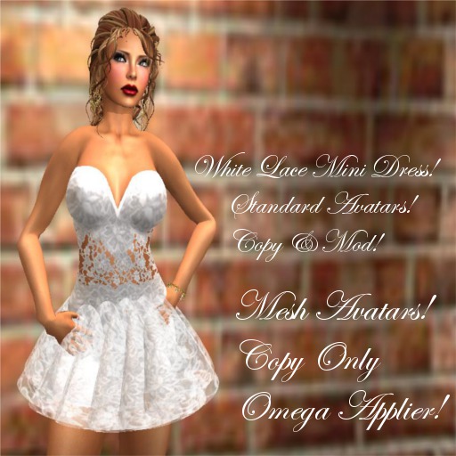 White Lace Mini Dress! with Omega Appliers!
