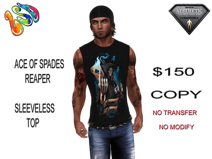 aceofspades  SLEEVELESS SHIRT- fitted mesh (aesthetic)
