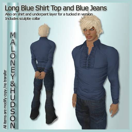 Mens Blue Shirt Top and Blue Jeans