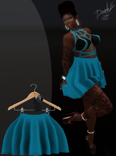 !DC! Skater Skirt Indigo (Rigged Mesh)