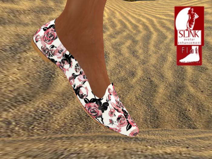 SP~Pointy Flat Pumps - Pink Roses