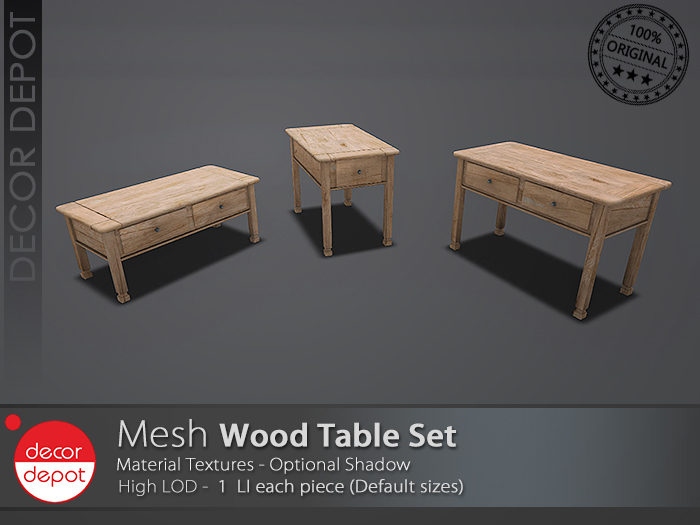 [DD] - FULL PERM  Wood Table Set