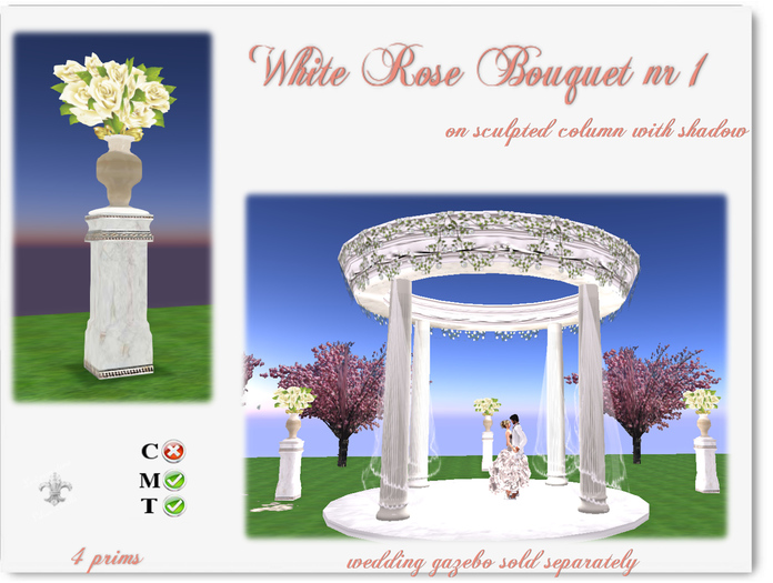 White Rose Bouquet Column1- MT