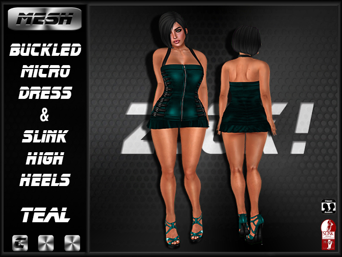 DEMO ZK! Buckled Micro Dress & Slink High Shoes