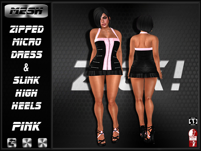 ZK! Zipped Micro Dress  & Slink 'High' Shoes - Pink