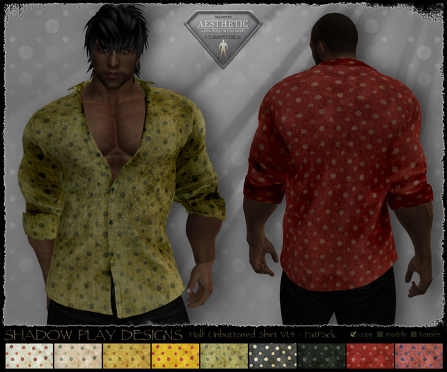 Half Unbuttoned Mesh Shirt - V1.4 >FatPack<