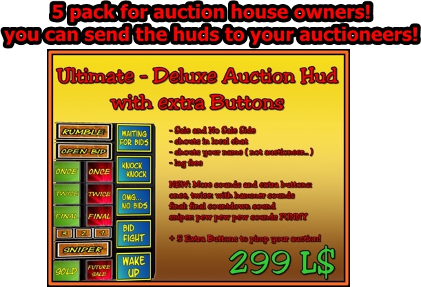 5 Pack-  Auctioneers Hud - Ultimate Deluxe - Multi Side Version