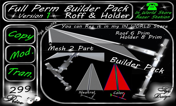 N.E.W. * Builder * Pack ROOF & HOLDER ** FULL PERM **
